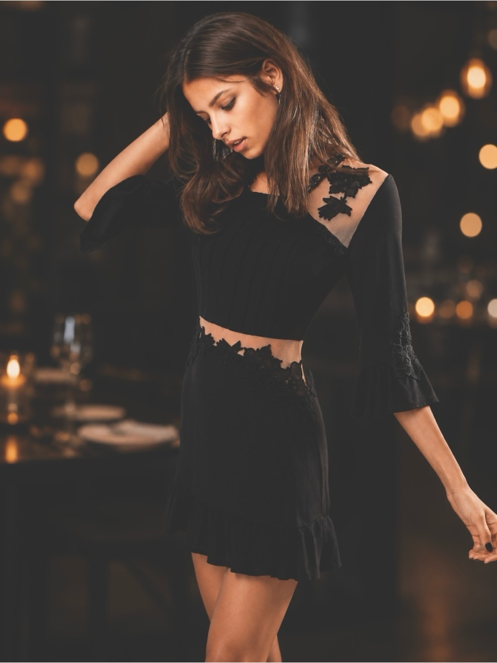 For Love & Lemons Lily Black Lace Cutout Mini Dress | Size S